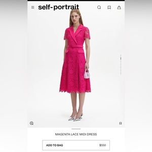 Self-Portrait Magenta Lace Midi Dress